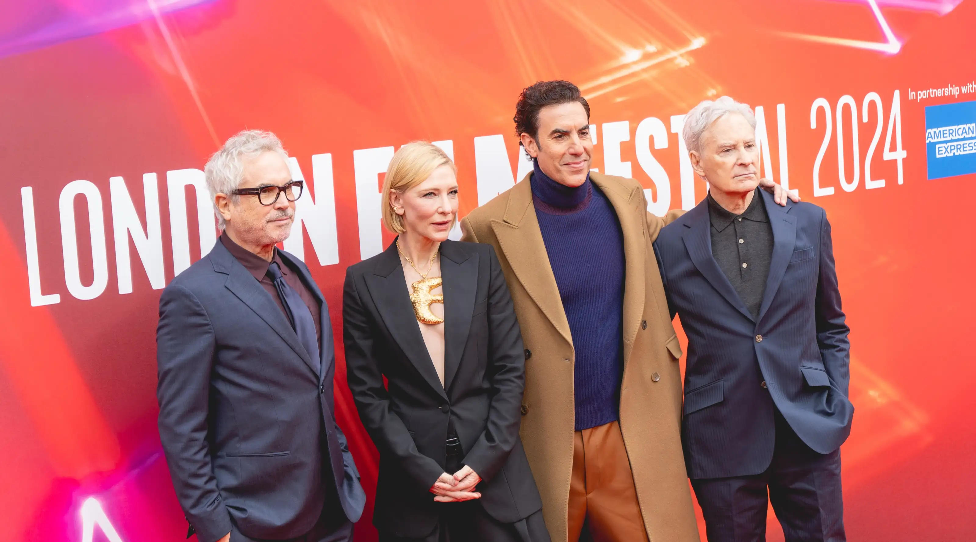 Sacha Baron Cohen on the red carpet with the cast of Disclaimer at the BFI London Film Festival, October 2024.