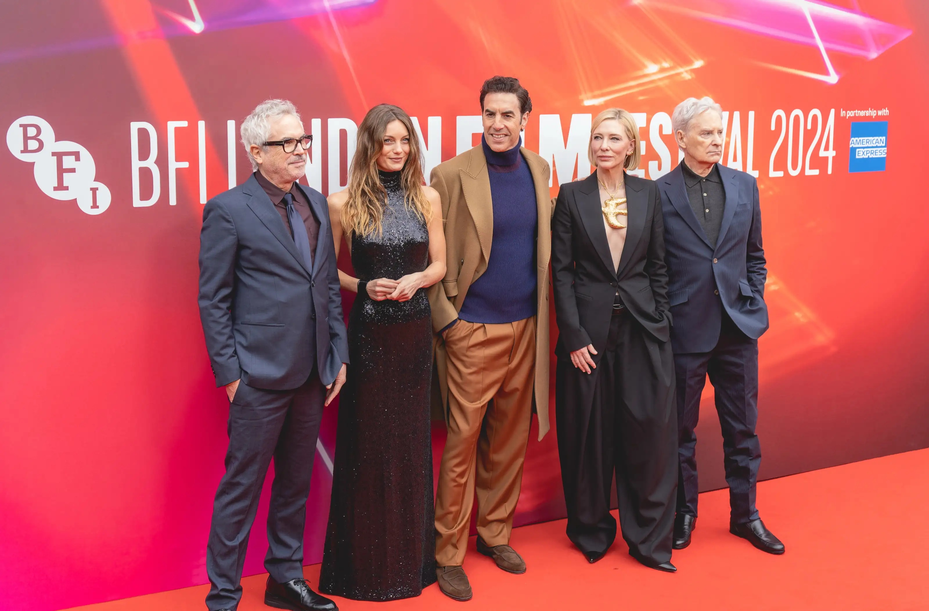Sacha Baron Cohen with the Disclaimer cast at the BFI London Film Festival, October 2024.
